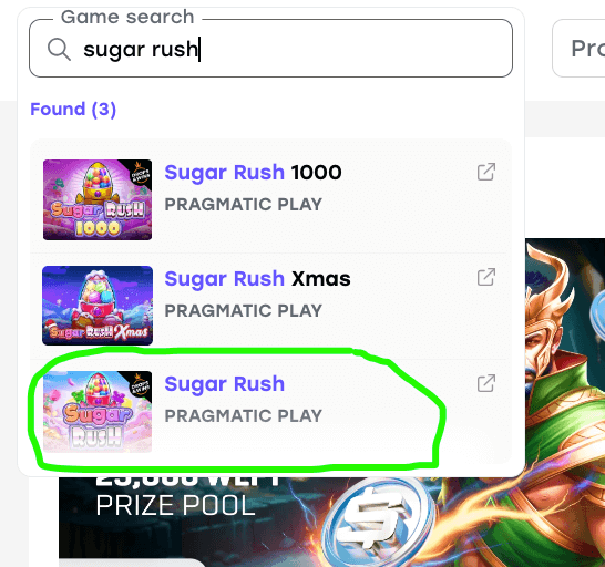 sugar rush search